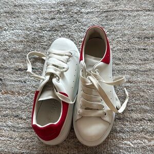 Alexandra McQueen red platform shoes